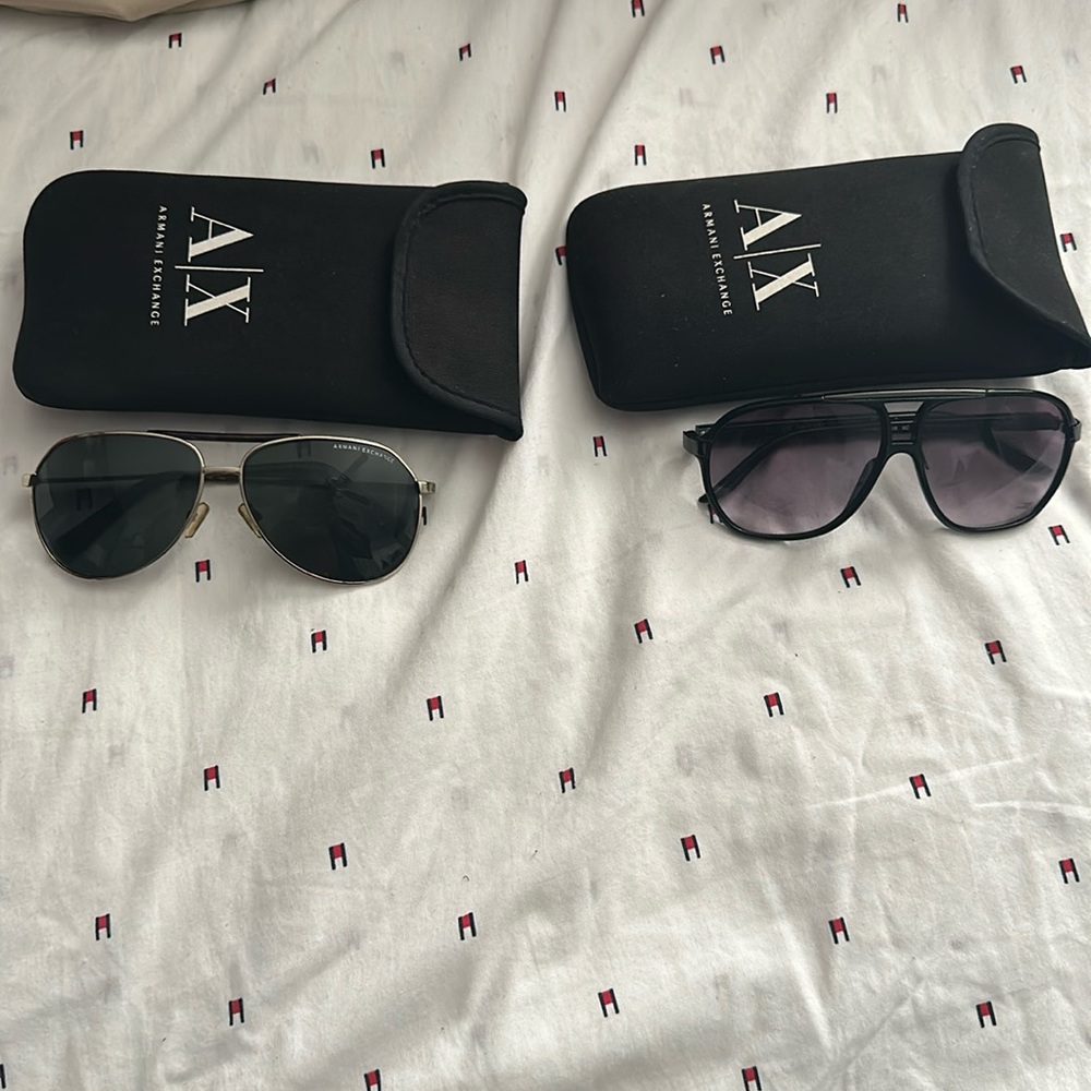 Two Armani Exchange aviator sunglasses